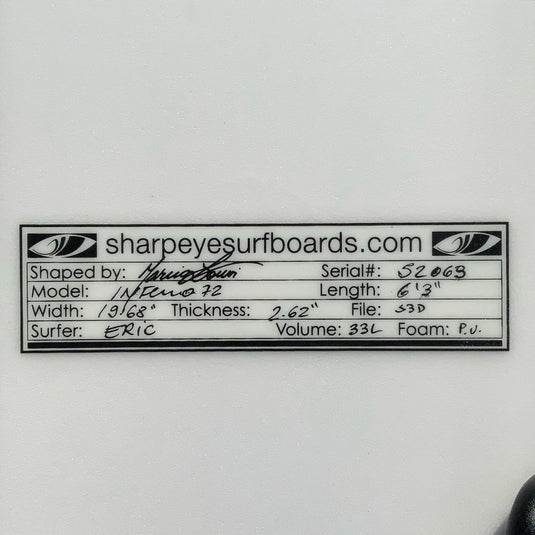 Sharp Eye Inferno 72 6'3 x 19 ⅔ x 2 ⅝ Surfboard • USED