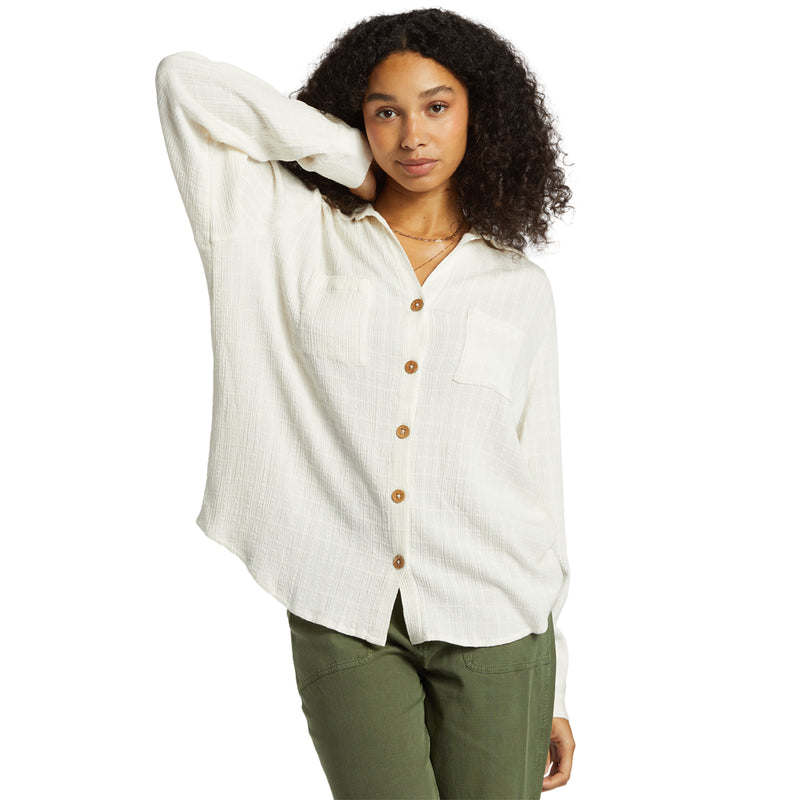 Load image into Gallery viewer, Billabong Women&#39;s Swell Long Sleeve Button-Up Shirt
