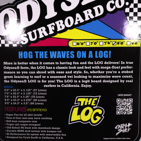 Catch Surf Odysea Log 8'0 x 23 x 3 ⅜ Surfboard - Cool Grey