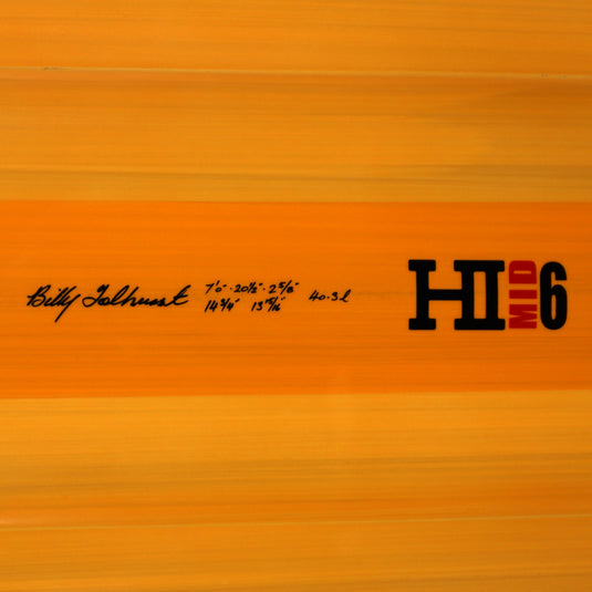 Harley Ingleby Series Mid 6 Mini Thunderbolt Red 7'0 x 20 ½ x 2 ⅝ Surfboard - Orange