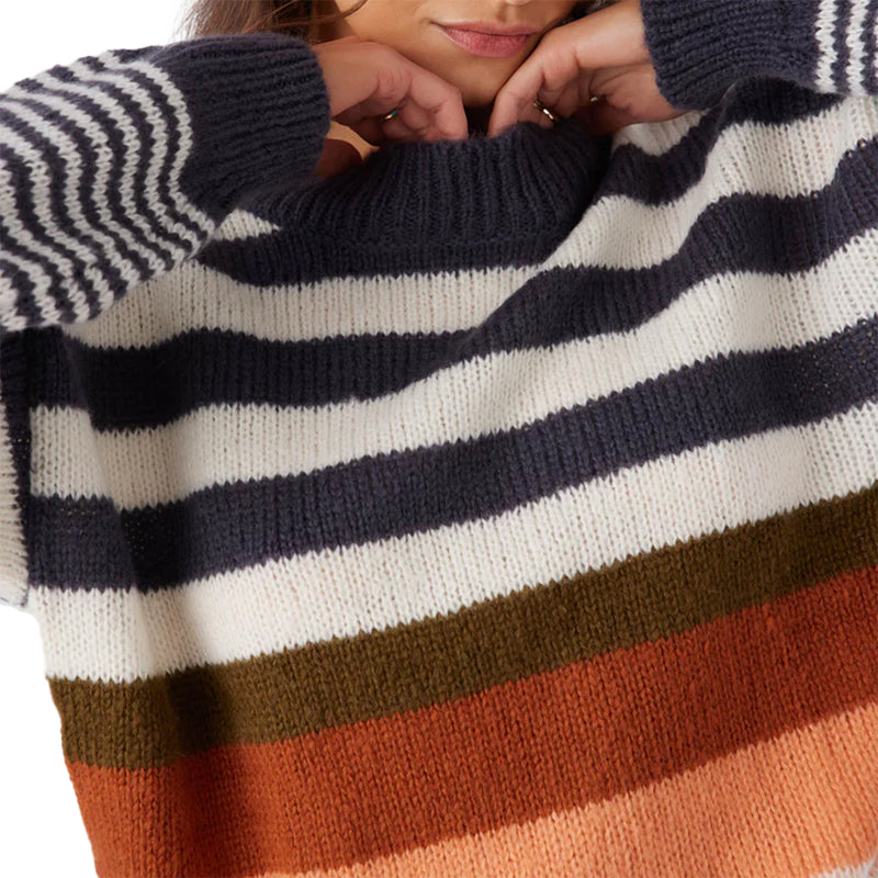 Load image into Gallery viewer, O&#39;Neill Women&#39;s Billie Stripe Mock Neck Oversized Sweater
