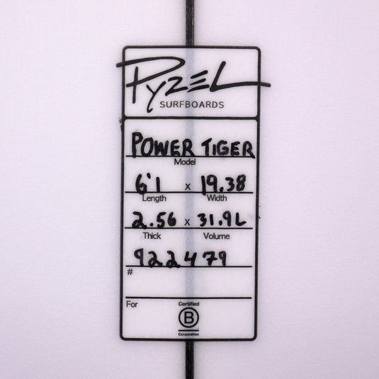 Pyzel Power Tiger 6'1 x 19 ⅜ x 2 9/16 Surfboard