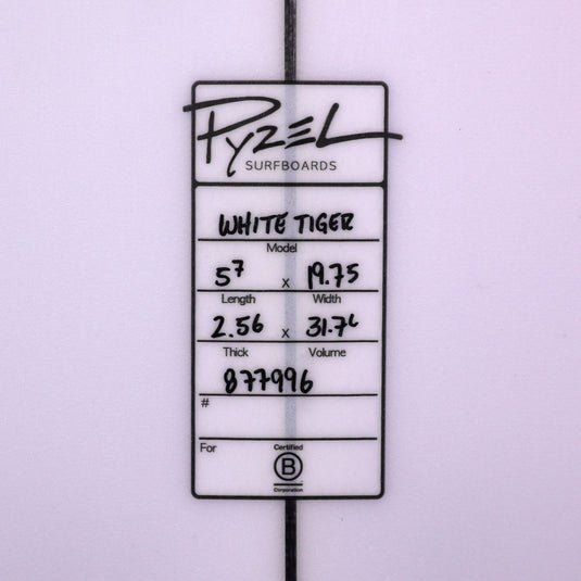 Pyzel White Tiger 5'7 x 19 ¾ x 2 9/16 Surfboard