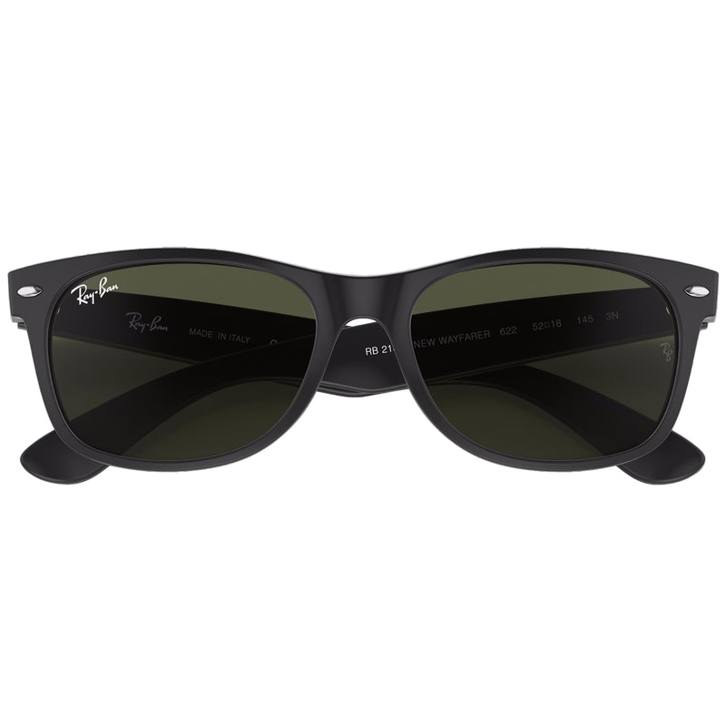 Load image into Gallery viewer, Ray-Ban New Wayfarer Classic Sunglasses - Matte Rubber Black/Green
