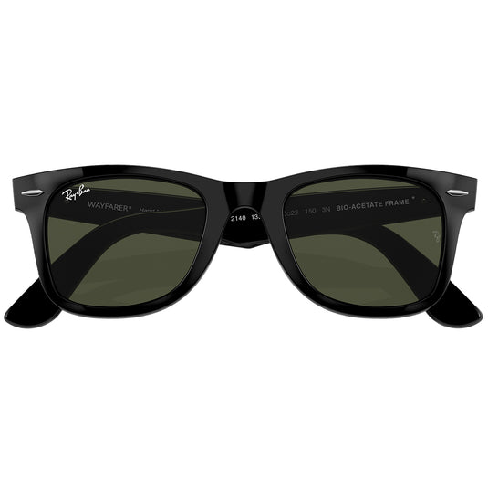 Ray-Ban Original Wayfarer Bio-Acetate Sunglasses - Polished Black/Green