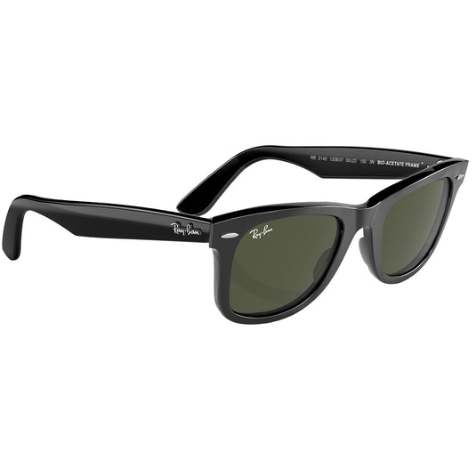 Ray-Ban Original Wayfarer Bio-Acetate Sunglasses - Polished Black/Green