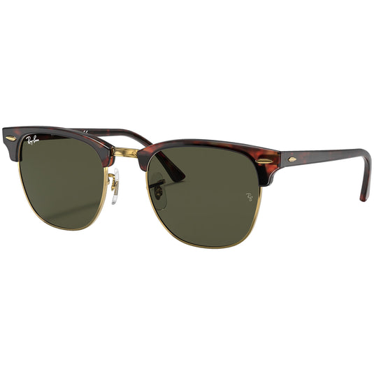 Ray Ban Clubmaster Classic Sunglasses Polished Tortoise on Gold Gree Cleanline Surf