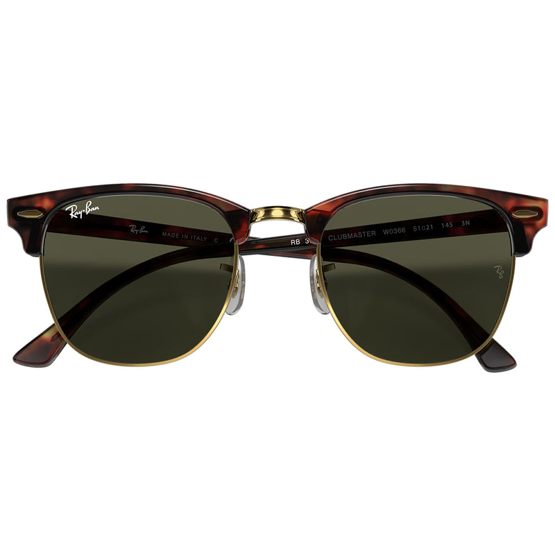 Load image into Gallery viewer, Ray-Ban Clubmaster Classic Sunglasses - Polished Tortoise on Gold/Green
