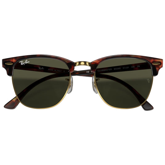 Ray-Ban Clubmaster Classic Sunglasses - Polished Tortoise on Gold/Green