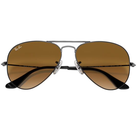 Ray-Ban Aviator Gradient Sunglasses - Polished Gunmetal/Light Brown