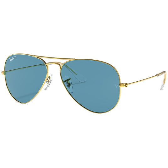 Ray-Ban Aviator Classic Polarized Sunglasses - Polished Gold/Blue