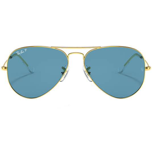 Ray-Ban Aviator Classic Polarized Sunglasses - Polished Gold/Blue