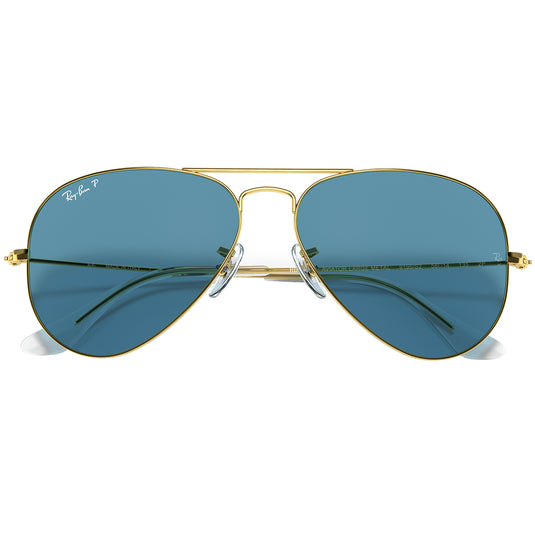 Ray-Ban Aviator Classic Polarized Sunglasses - Polished Gold/Blue