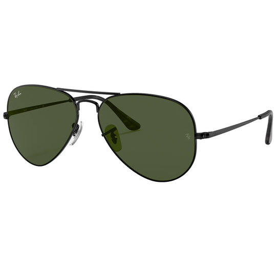 Ray-Ban Aviator Metal II Sunglasses - Polished Black/Green