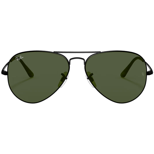 Ray-Ban Aviator Metal II Sunglasses - Polished Black/Green