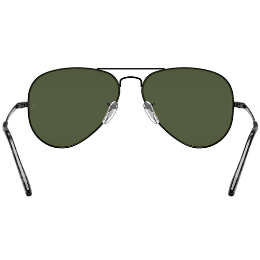 Ray-Ban Aviator Metal II Sunglasses - Polished Black/Green