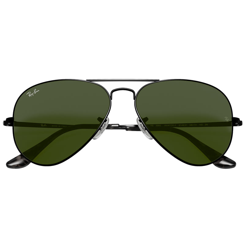 Load image into Gallery viewer, Ray-Ban Aviator Metal II Sunglasses - Polished Black/Green
