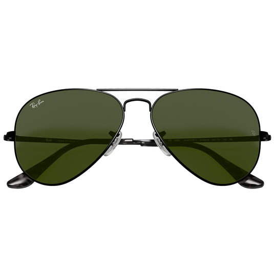 Ray-Ban Aviator Metal II Sunglasses - Polished Black/Green