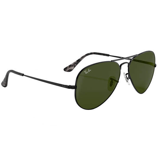 Ray-Ban Aviator Metal II Sunglasses - Polished Black/Green