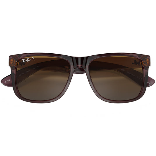 Ray-Ban Justin Classic Polarized Sunglasses - Polished Transparent Dark Brown/Brown