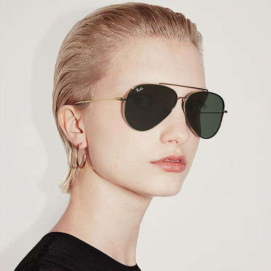 Ray-Ban Aviator Reverse Sunglasses - Polished Gold/Green