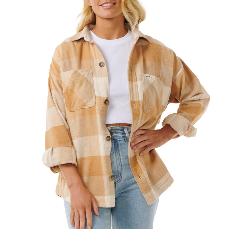 Load image into Gallery viewer, Rip Curl Women&#39;s La Isla Long Sleeve Button-Up Flannel Shirt
