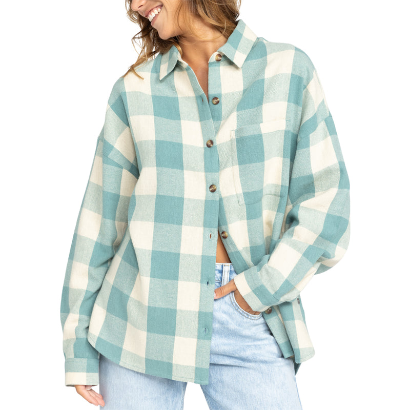 Load image into Gallery viewer, Roxy Women&#39;s Lets Get Away Long Sleeve Button-Up Shirt
