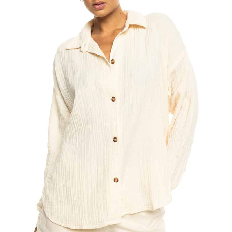 Load image into Gallery viewer, Roxy Women&#39;s Morning Time Long Sleeve Button-Up Shirt
