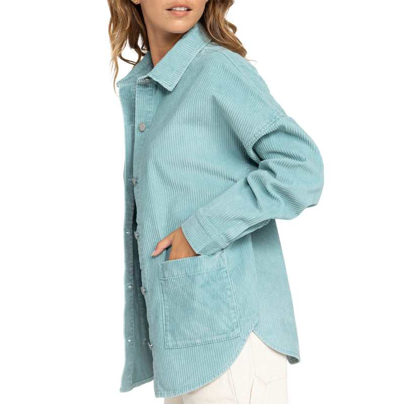 Load image into Gallery viewer, Roxy Women&#39;s Kick Back Washed Corduroy Long Sleeve Button-Up Shirt
