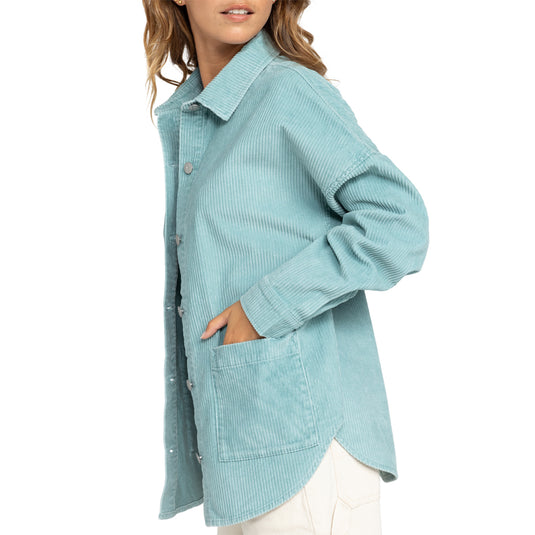 Roxy Women's Kick Back Washed Corduroy Long Sleeve Button-Up Shirt