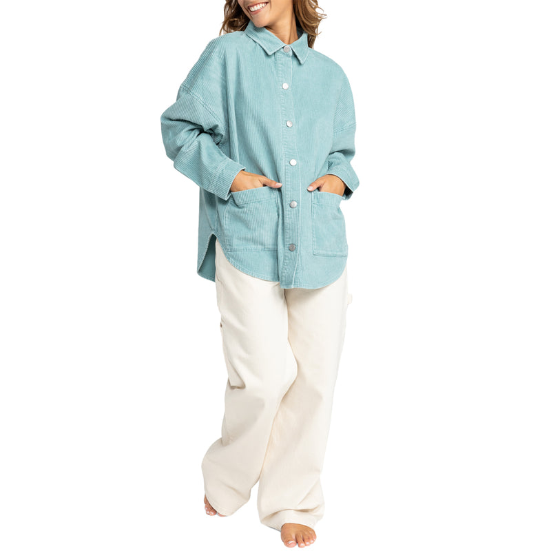 Load image into Gallery viewer, Roxy Women&#39;s Kick Back Washed Corduroy Long Sleeve Button-Up Shirt
