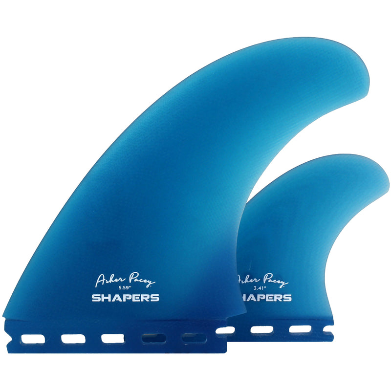 Load image into Gallery viewer, Shapers Asher Pacey Futures Compatible Twin + 1 Fin Set - 5.59&quot;
