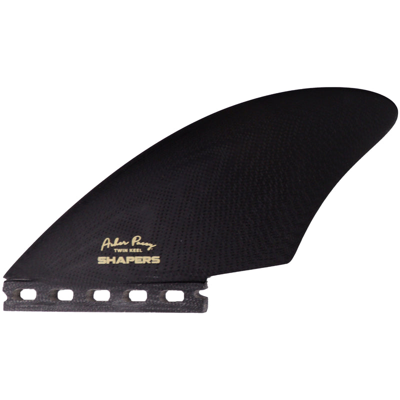 Load image into Gallery viewer, Shapers Asher Pacey Futures Compatible Twin Keel Fin Set - 5.40&quot;
