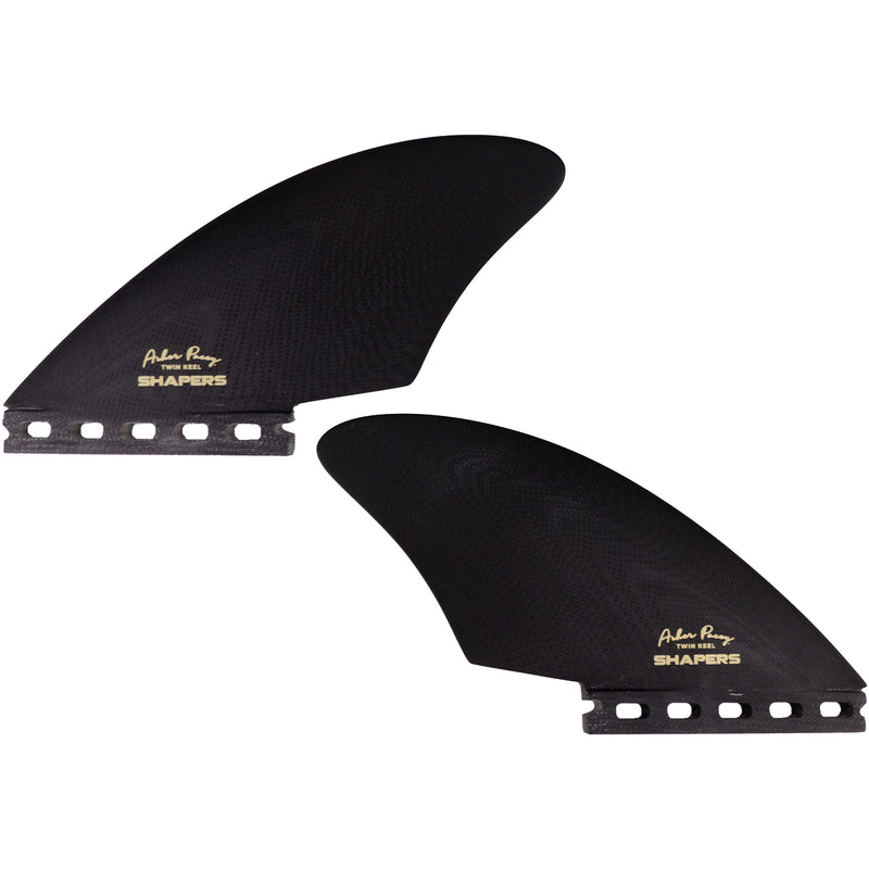 Load image into Gallery viewer, Shapers Asher Pacey Futures Compatible Twin Keel Fin Set - 5.40&quot;
