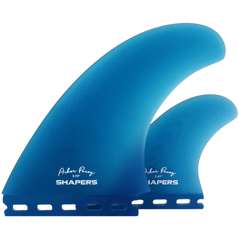 Load image into Gallery viewer, Shapers Asher Pacey Futures Compatible Twin + 1 Fin Set - 5.79&quot;
