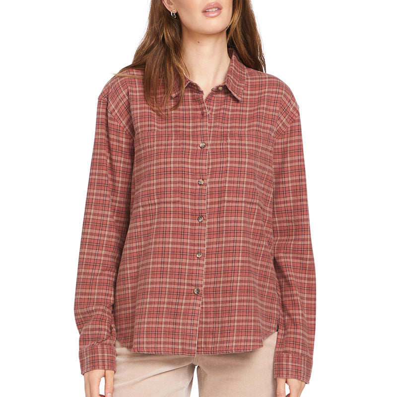 Load image into Gallery viewer, Volcom Women&#39;s Plaid to Meet U 2 Long Sleeve Button-Up Flannel Shirt
