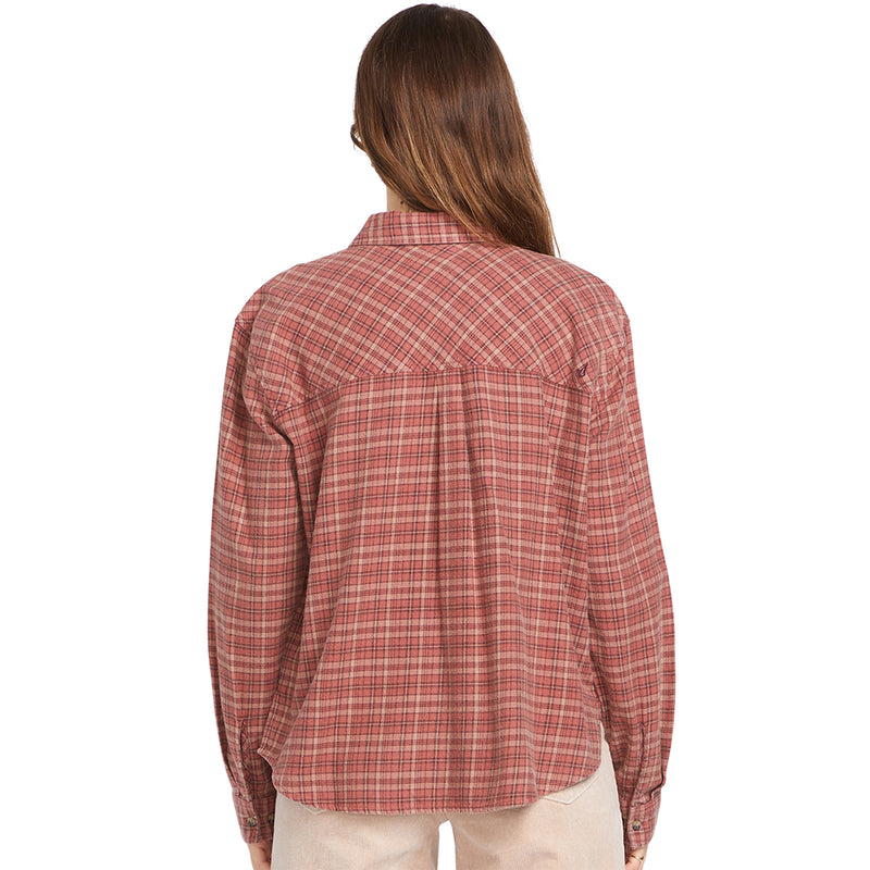 Load image into Gallery viewer, Volcom Women&#39;s Plaid to Meet U 2 Long Sleeve Button-Up Flannel Shirt
