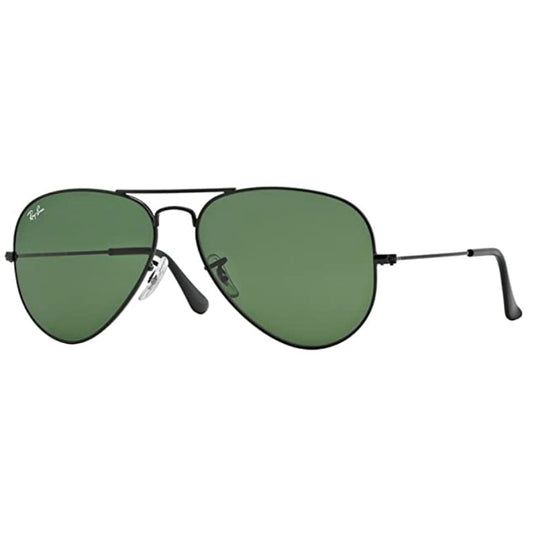 Ray-Ban Aviator Large Metal Polarized Sunglasses - Black/Crystal Green