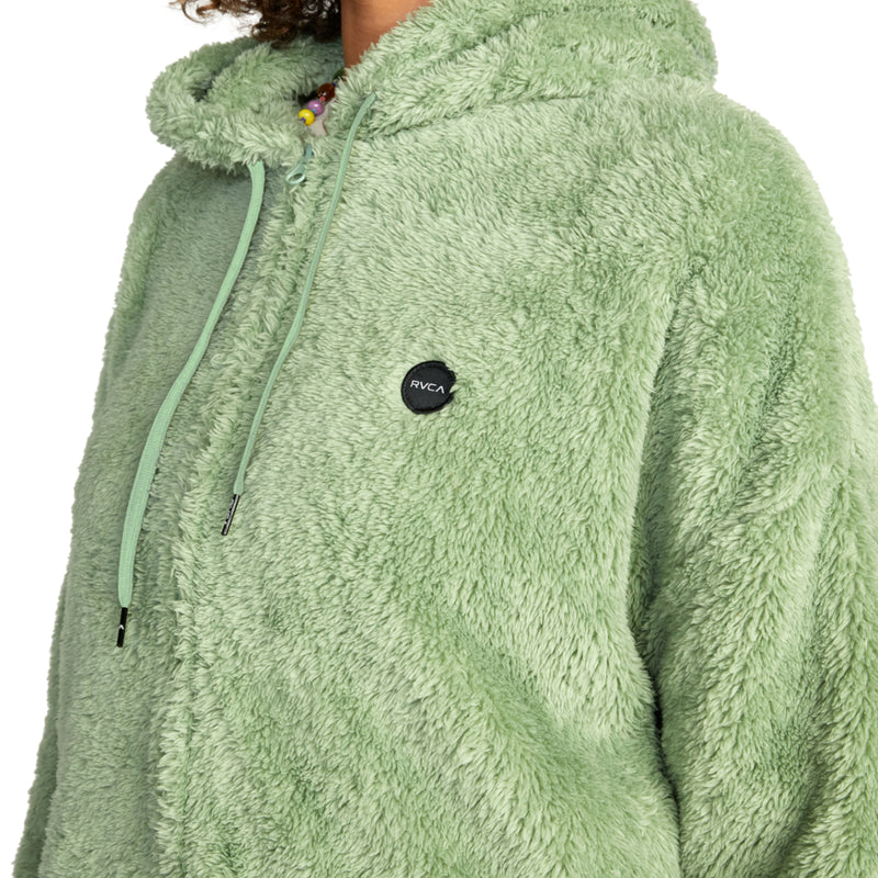 Load image into Gallery viewer, RVCA Women&#39;s Fuzzy Zip-Up Hoodie
