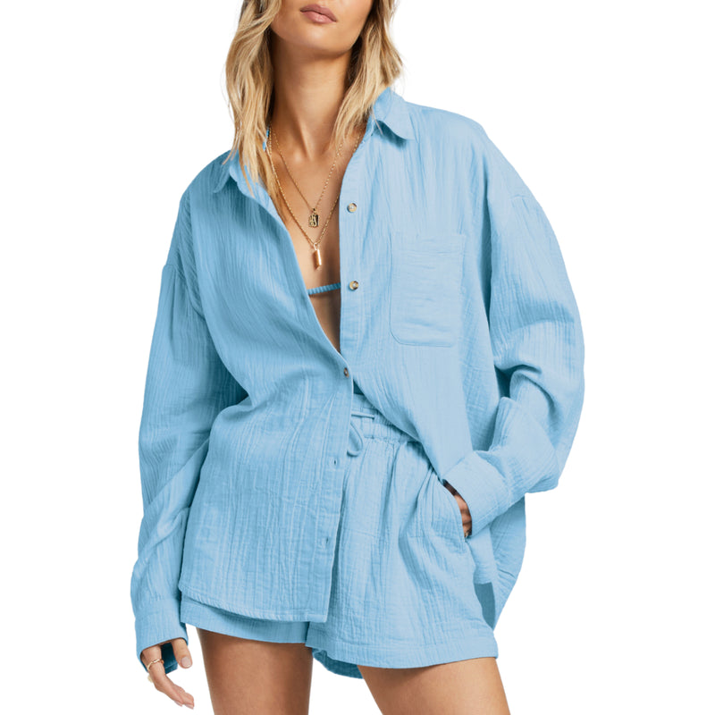 Load image into Gallery viewer, Billabong Women&#39;s Right On Long Sleeve Button Up Shirt
