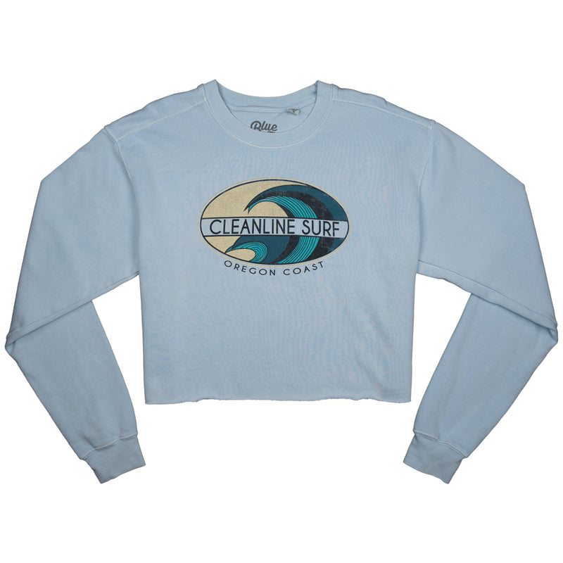 Load image into Gallery viewer, Cleanline Women&#39;s Blue Curl Cropped Sweatshirt
