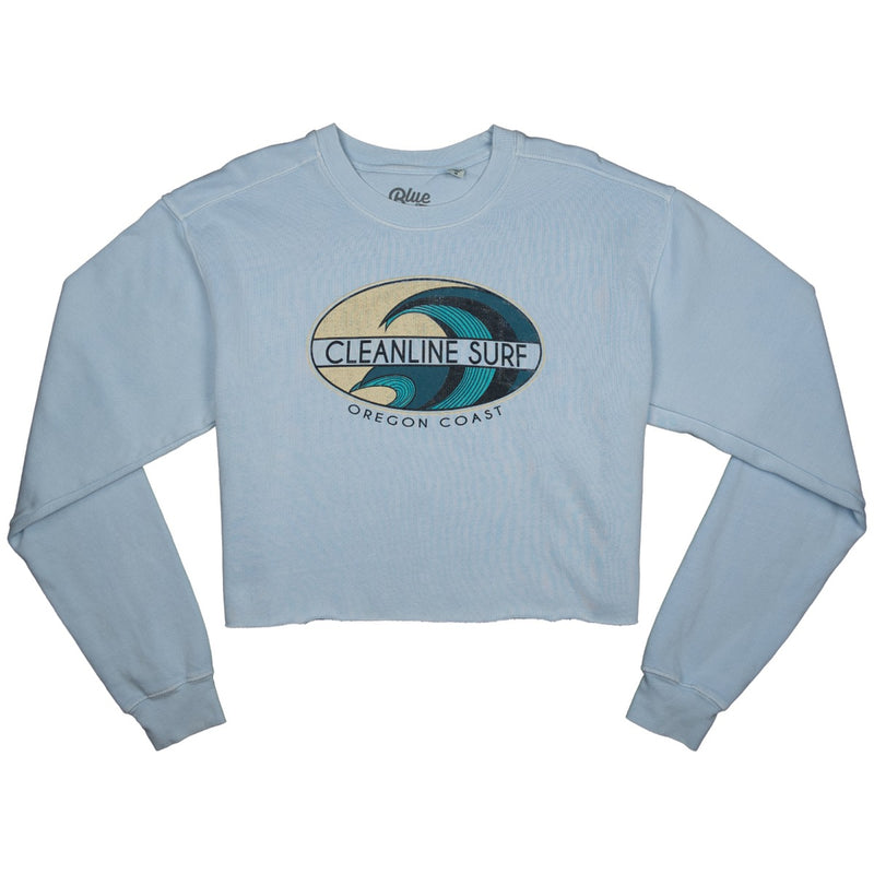 Load image into Gallery viewer, Cleanline Women&#39;s Blue Curl Cropped Sweatshirt
