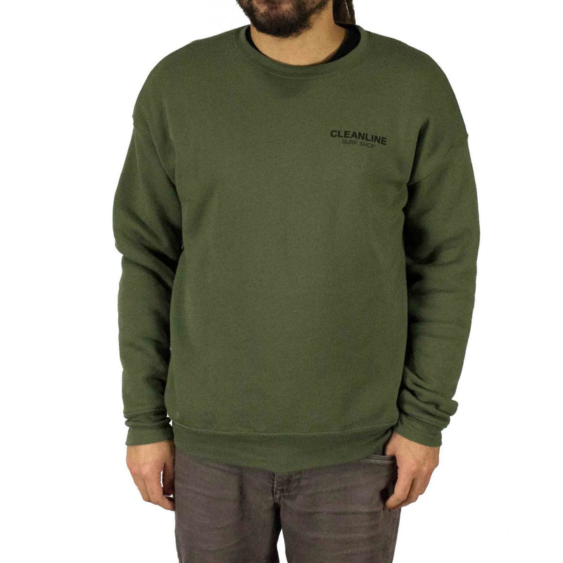 Load image into Gallery viewer, Cleanline Lines Crew Sweatshirt - Military Green
