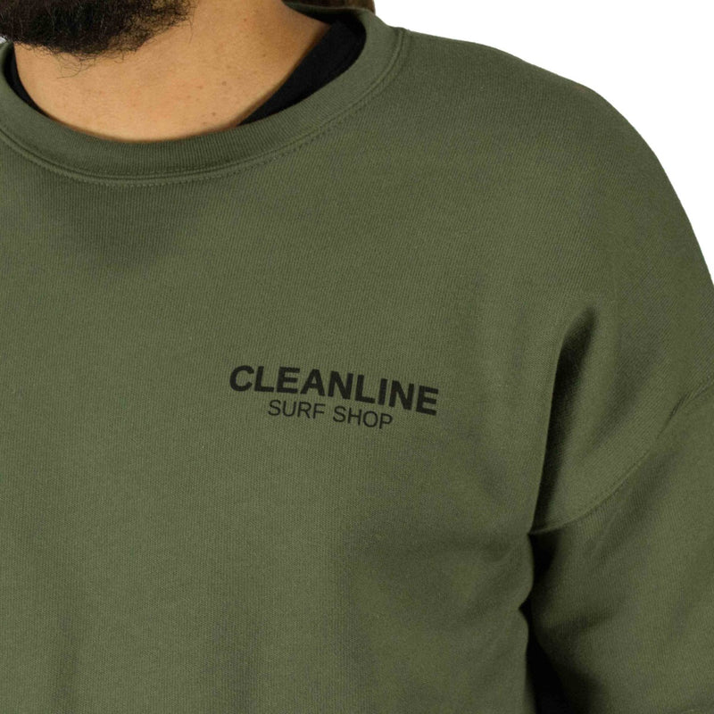 Load image into Gallery viewer, Cleanline Lines Crew Sweatshirt - Military Green
