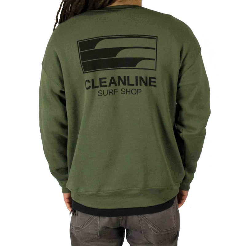 Load image into Gallery viewer, Cleanline Lines Crew Sweatshirt - Military Green
