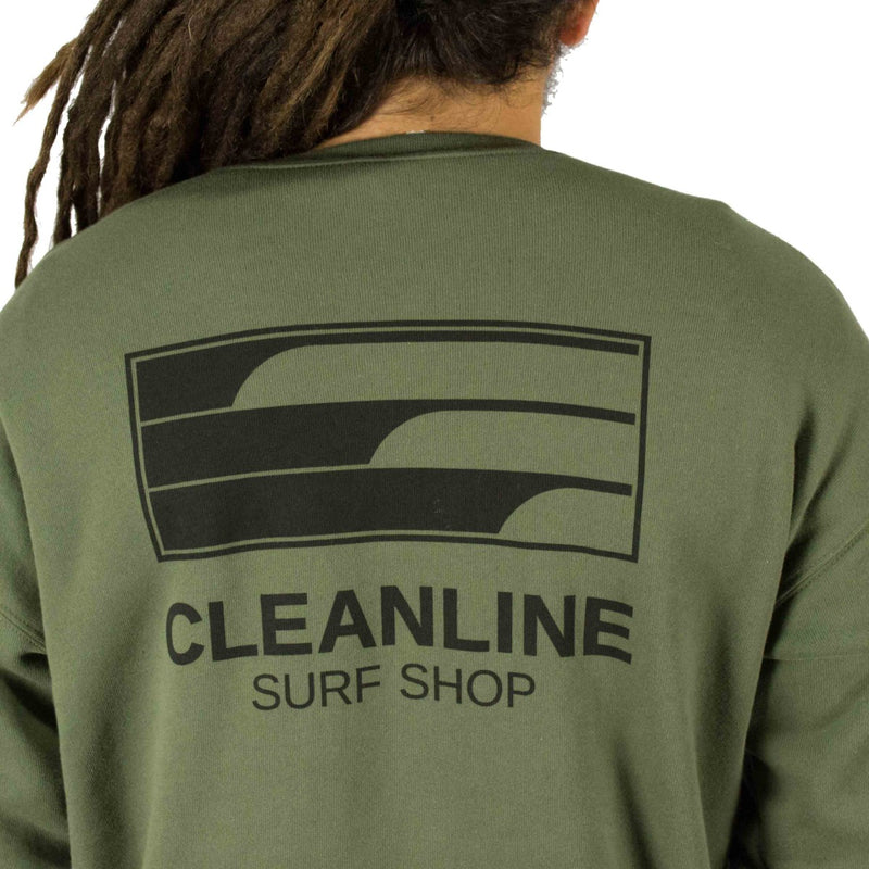 Load image into Gallery viewer, Cleanline Lines Crew Sweatshirt - Military Green
