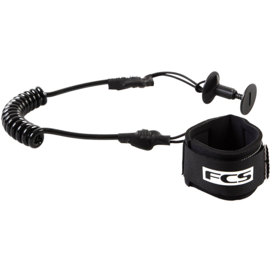 FCS Bodyboard Coiled Classic Leash - Black/White