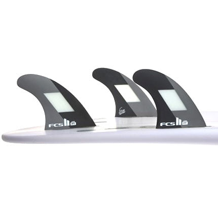 Load image into Gallery viewer, FCS II Filipe Toledo PC Tri Fin Set - Large - Black/Clear/Charcoal
