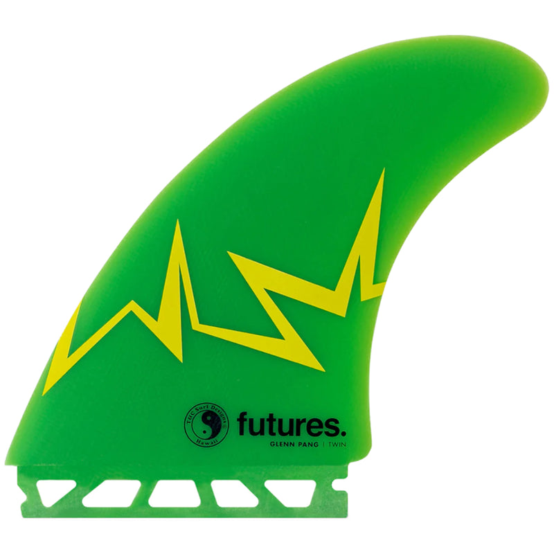 Load image into Gallery viewer, Futures Fins Glenn Pang Twin + 1 Fin Set - Green/Yellow
