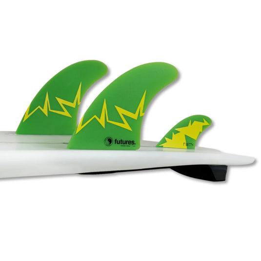 Futures Fins Glenn Pang Twin + 1 Fin Set - Green/Yellow